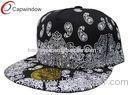 Black 5 Panel Custom Embroidered Fitted Hats Floral Baseball Cap For Spring