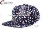 Womens Cotton Floral Flat Brim Baseball Hats With Washed Denim Fabric