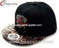 Ladies Leopard Flat Brim Baseball Cap Customized Strapback Hats For Winter