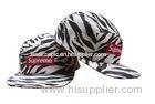 Allover Zebra Printed 5 Panel Camper Cap With Flat Embroidery Logo
