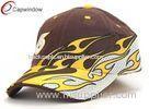 Flame Embroided Cotton Racing Baseball Caps Velcro Strap Hats For Spring