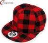 Youth Red Tartan Wool Baseball Caps 6 Panel Baseball Hat With Plastic Snap Closure