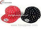 Red / Black Polka Dot Wool Baseball Hats Flat Brim Baseball Hats For Womens