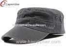 Stone Washed Canvas Fabric Army Baseball Cap Light Grey With Velcro Closure