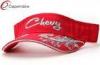 Red Chevy Embroidery Red Sun Visor , 100% Cotton Fabric Sun Visors Hats