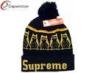 Black Jacquard Acrylic Knit Hat Winter Beanie Hats For Men