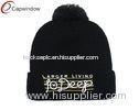 Flat Embroidery Logo Skiing Beanie Winter Hats With A Pompon On Top