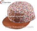 Five Panel Floral Snapback Baseball Caps Flat Brim Baseball Hats For Spring