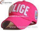 Fashion Pink Police Cotton Baseball Caps Embroidered Baseball Hats For Womens