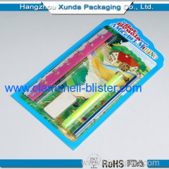 Stationery Heat Sealed Plastic Transparent Blister Packaging With Paper Card