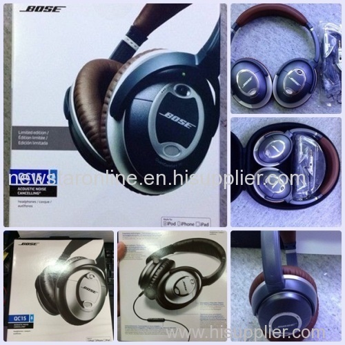 AAA Quality Bose QuietComfort15 QC15 black&silver/blue headphone with original accessories,1:1 as original