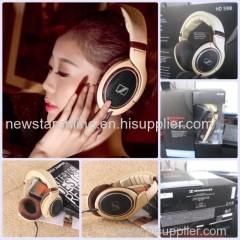 AAA Quality silver/gold/yellow Sennheiser HD598 headphone with mic 1:1 as original for iphone/Samsung/ Blackberry