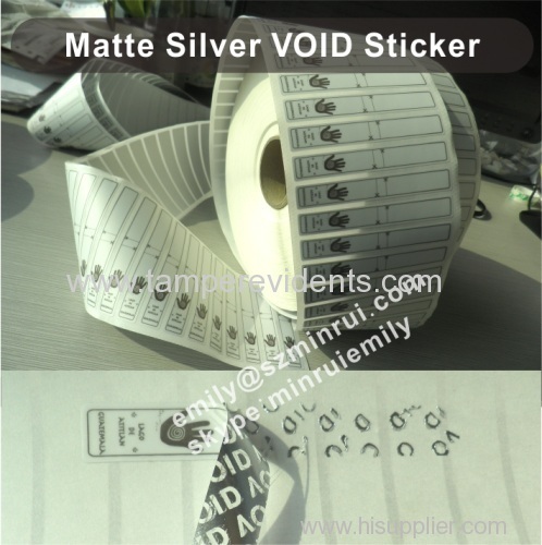 Custom Matte Silver PET Vinyl Warranty Void Stickers,Silver VOID Vinyl Stikcers,Tamper Proof Seal Stickers In Rolls