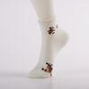 White Patterned Womens Ankle Socks , Jacquard Polar Bear Socks