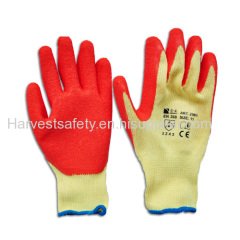 Orange latex gloves with T/C shell