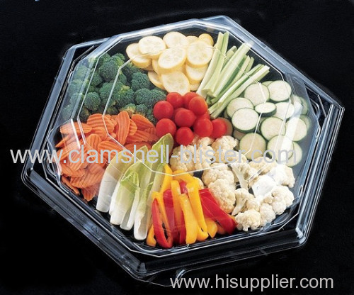 Big Hexagonal Plastic Fruits Or Food Packaging Box With Cover