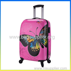 Fashion batterfly printed girls suitcase hot pink luggage sets