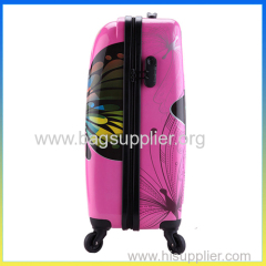 Fashion batterfly printed girls suitcase hot pink luggage sets