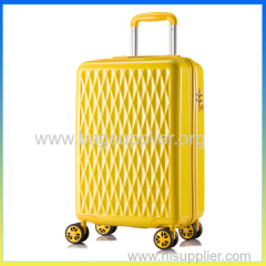 New model yellow ABS suitcase rhombus cute carry on luggage set