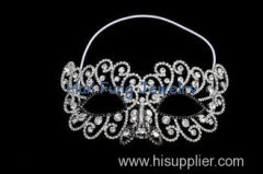 High Quality Deluxe Silver Crystal Masquerade Mask Crystal Bridal Jewelry Rhinestone Mask for Party MK004