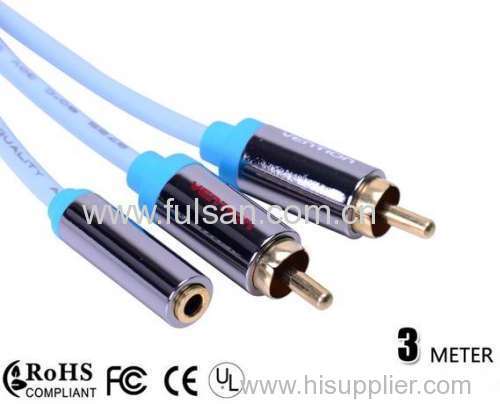3.5mm stereo audio cable/3.5mm female to 2RCA male