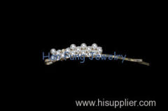 Fashion Pearl Beads Hair Clip Gold Plated Wedding Hair Accessories Crystal Bridal Jewelry HB0525