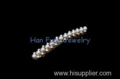 Pearl Beads Making Hair Clip with Crystal Gold Plated Crystal Bridal Jewelry for 2013 HB0525