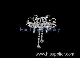 Hair Clip With Crystal Silver Plated Design Crystal Bridal Jewelry For Women HB0771