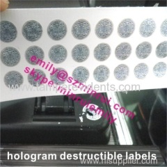 Custom Ink Printing On Hologram Destructible Breakaway Warranty VOID Stickers