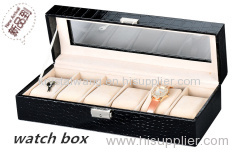 6slots Black Croco leather customized big watch box international brand suppliers