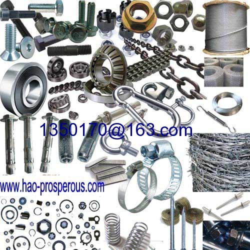 General Spare parts screw bolt iron wire rope net nails shackle hose clamp spring chain bearing