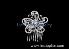 Crystal bridal jewelry flower-shape hair comb with silver plating for bridal SL1094