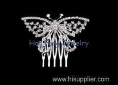 Handmade stylish and clear Crystal Bridal Jewelry hair comb with butterfly shapeT9902