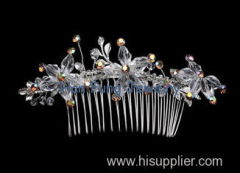 Women's charming and shiny Crystal Bridal Jewelry hair comb T00064 OEM / ODM service offer