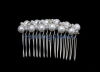 Crystal Bridal Jewelry hair comb with shiny pearl lined up in two rows TLD40019