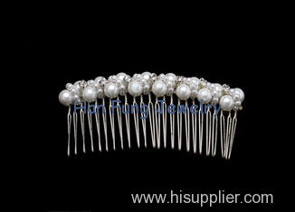 Excellent finishing Crystal Bridal Jewelry hair accessory with pearls in rows TLH6505