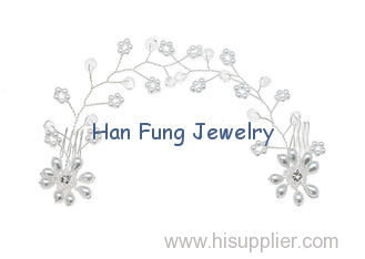 Hair Wire Wrap Crystal Bridal Jewelry 925 sterling silver plating HF40069