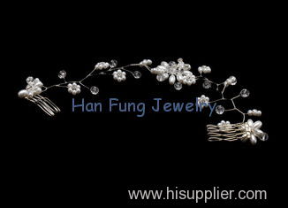 Charming Simple Typle Crystal Bridal Jewelry Pearl Hair Combs At Factory Price HF40070