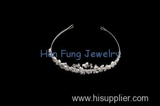 Crystal Wedding Tiara With Pearl 925 Sterling Silver Plated Bridal Tiaras And Crowns H210