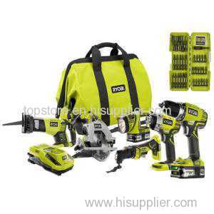 Ryobi ONE+ 18-Volt Lithium-Ion Combo Kit (6-Tool) with Free Impact Bit Set (34-Piece)