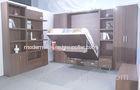 Dark Brown Vertical Wall Bed , Wooden Double Space Saving Wall Beds With Bookshelf