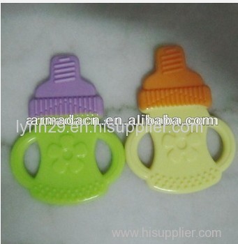 Food Grade Bottle Shape Two Colors Silicone Baby Teether