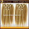 Light color Personalized European Straight Real Hair Clip In Hair Extensions double machine weft