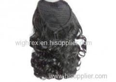 OEM Custom Long Black Body Wave Human Pony Tail Wigs for Female