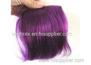 Custom Tangle Free Straight Layered Purple Colored 100% Remy Hair Fringe Wig
