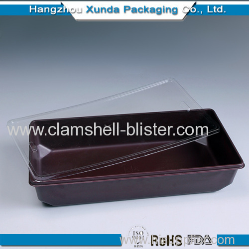 Plastic rectangle sushi box with lid