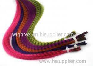 Colored Striped Straight Synthetic Feather Hair Extensions for Ladies