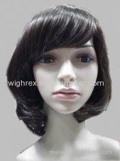 OEM Black Wavy Petite Hair Bang Synthetic Wigs For Women