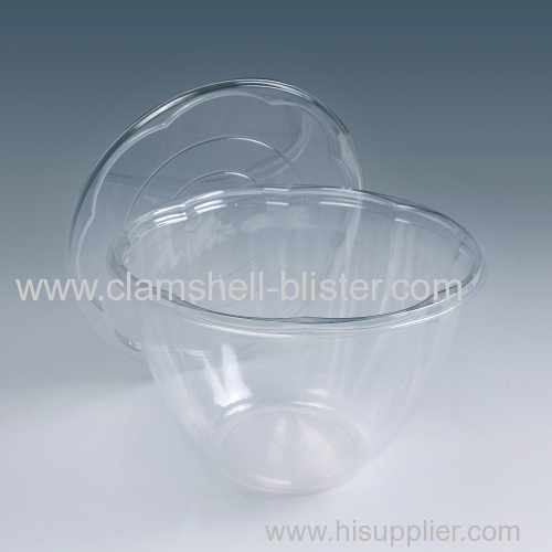 Disposable plastic salad bowl with cover