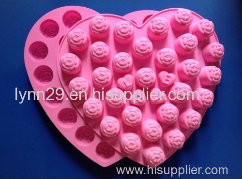 New Design heart rose shaped with love silicone cake mold